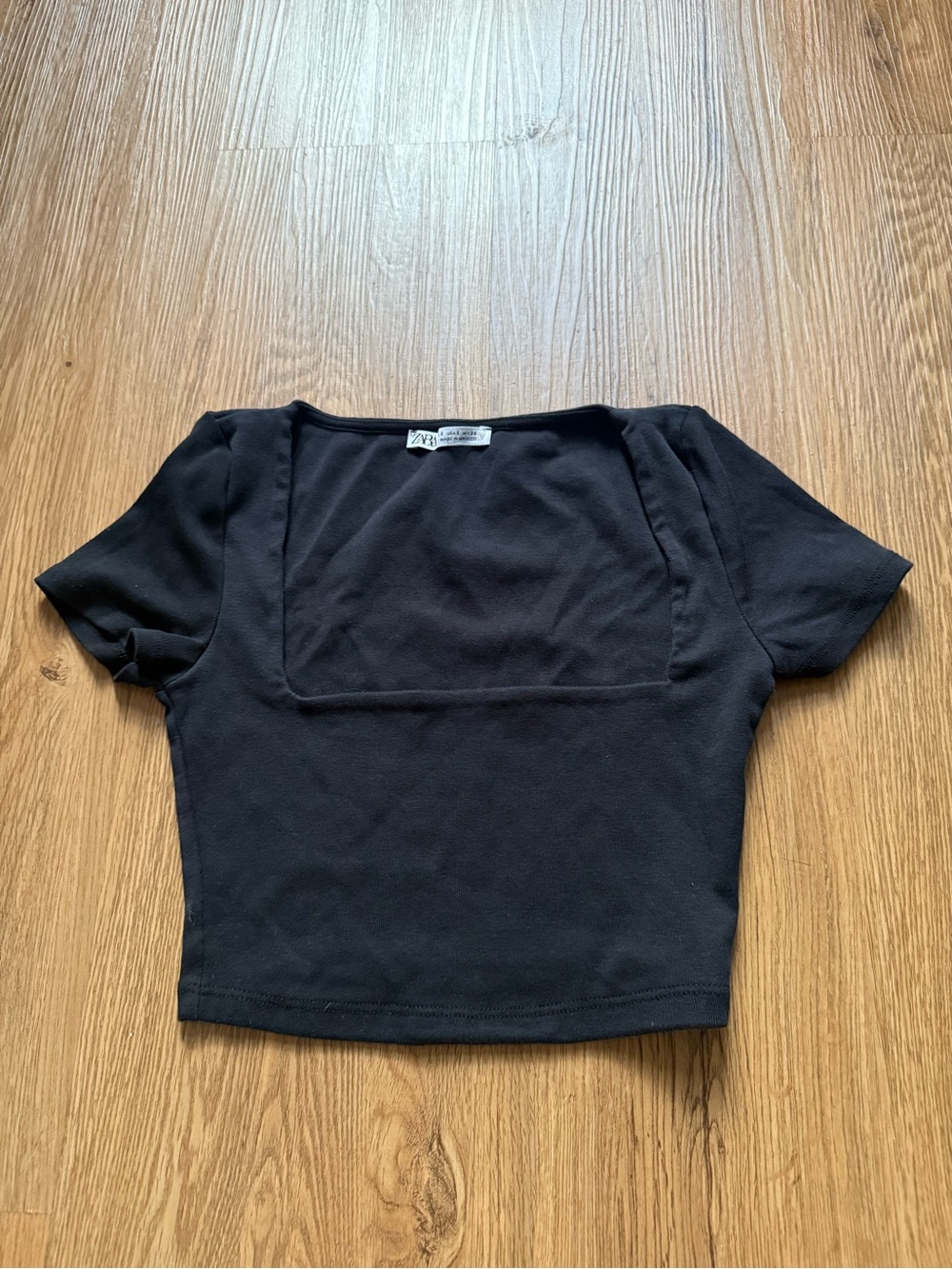 Zara Black Square-Neck Crop Top